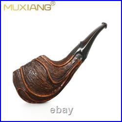 MUXIANG Freehand Pipe Briar Wooden Tobacco Pipe Cumberland Stem Sandblasted Pipe