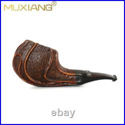 MUXIANG Freehand Pipe Briar Wooden Tobacco Pipe Cumberland Stem Sandblasted Pipe