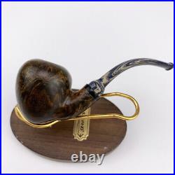 MUXIANG Freehand Pipe Handmade Briar Tobacco Pipe Bent Ebonite Stem Smooth Pipe