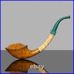 MUXIANG Freehand Pipe Smooth Briar Tobacco Pipe Bamboo Vulcanite Stem Gift Box