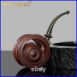 MUXIANG Handcrafted Briar Tobacco Pipe Smooth Wooden Freehand Pipe Ebonite Stem