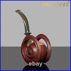 MUXIANG Handcrafted Briar Tobacco Pipe Smooth Wooden Freehand Pipe Ebonite Stem