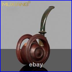 MUXIANG Handcrafted Briar Tobacco Pipe Smooth Wooden Freehand Pipe Ebonite Stem