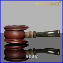 MUXIANG Handcrafted Briar Tobacco Pipe Smooth Wooden Freehand Pipe Ebonite Stem