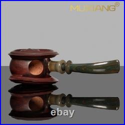 MUXIANG Handcrafted Briar Tobacco Pipe Smooth Wooden Freehand Pipe Ebonite Stem