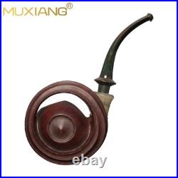 MUXIANG Handcrafted Briar Tobacco Pipe Smooth Wooden Freehand Pipe Ebonite Stem