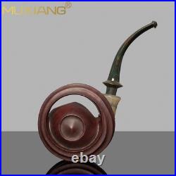 MUXIANG Handcrafted Briar Tobacco Pipe Smooth Wooden Freehand Pipe Ebonite Stem