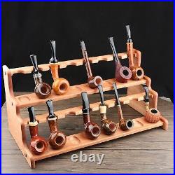 MUXIANG Handcrafted Wooden Tobacco Pipe Stand Rack Holder For 16 Smoking Pipes