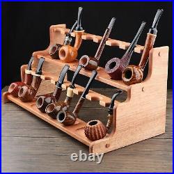 MUXIANG Handcrafted Wooden Tobacco Pipe Stand Rack Holder For 16 Smoking Pipes