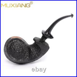MUXIANG Handmade Blowfish Pipe Briar Wooden Tobacco Pipe Ebonite Stem Sandblaste