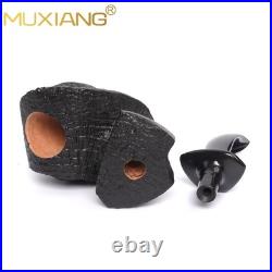 MUXIANG Handmade Blowfish Pipe Briar Wooden Tobacco Pipe Ebonite Stem Sandblaste