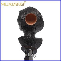 MUXIANG Handmade Blowfish Pipe Briar Wooden Tobacco Pipe Ebonite Stem Sandblaste