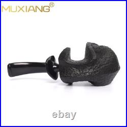 MUXIANG Handmade Blowfish Pipe Briar Wooden Tobacco Pipe Ebonite Stem Sandblaste