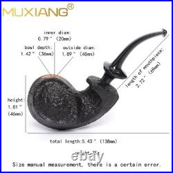 MUXIANG Handmade Blowfish Pipe Briar Wooden Tobacco Pipe Ebonite Stem Sandblaste
