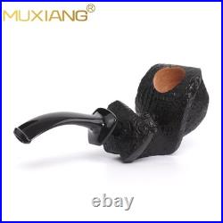 MUXIANG Handmade Blowfish Pipe Briar Wooden Tobacco Pipe Ebonite Stem Sandblaste