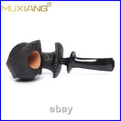 MUXIANG Handmade Blowfish Pipe Briar Wooden Tobacco Pipe Ebonite Stem Sandblaste