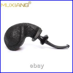 MUXIANG Handmade Blowfish Pipe Briar Wooden Tobacco Pipe Ebonite Stem Sandblaste