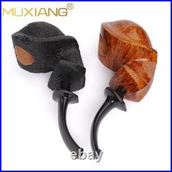 MUXIANG Handmade Blowfish Pipe Briar Wooden Tobacco Pipe Ebonite Stem Sandblaste