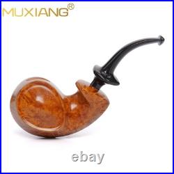MUXIANG Handmade Blowfish Pipe Smooth Briar Wooden Tobacco Pipe Ebonite Stem