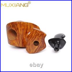 MUXIANG Handmade Blowfish Pipe Smooth Briar Wooden Tobacco Pipe Ebonite Stem