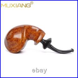 MUXIANG Handmade Blowfish Pipe Smooth Briar Wooden Tobacco Pipe Ebonite Stem