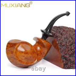MUXIANG Handmade Blowfish Pipe Smooth Briar Wooden Tobacco Pipe Ebonite Stem