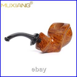 MUXIANG Handmade Blowfish Pipe Smooth Briar Wooden Tobacco Pipe Ebonite Stem