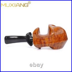 MUXIANG Handmade Blowfish Pipe Smooth Briar Wooden Tobacco Pipe Ebonite Stem