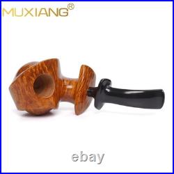 MUXIANG Handmade Blowfish Pipe Smooth Briar Wooden Tobacco Pipe Ebonite Stem