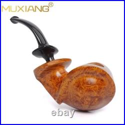 MUXIANG Handmade Blowfish Pipe Smooth Briar Wooden Tobacco Pipe Ebonite Stem