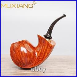 MUXIANG Handmade Blowfish Tobacco Pipe Smooth Freehand Pipe Bent Cumberland Stem