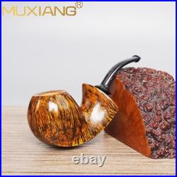 MUXIANG Handmade Blowfish Tobacco Pipe Smooth Freehand Pipe Bent Cumberland Stem