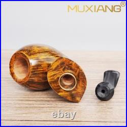MUXIANG Handmade Blowfish Tobacco Pipe Smooth Freehand Pipe Bent Cumberland Stem