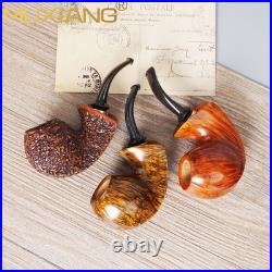 MUXIANG Handmade Blowfish Tobacco Pipe Smooth Freehand Pipe Bent Cumberland Stem