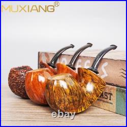 MUXIANG Handmade Blowfish Tobacco Pipe Smooth Freehand Pipe Bent Cumberland Stem