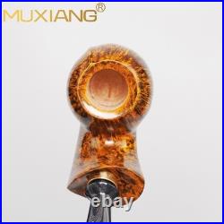 MUXIANG Handmade Blowfish Tobacco Pipe Smooth Freehand Pipe Bent Cumberland Stem