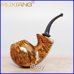 MUXIANG Handmade Blowfish Tobacco Pipe Smooth Freehand Pipe Bent Cumberland Stem