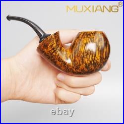 MUXIANG Handmade Blowfish Tobacco Pipe Smooth Freehand Pipe Bent Cumberland Stem