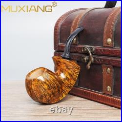 MUXIANG Handmade Blowfish Tobacco Pipe Smooth Freehand Pipe Bent Cumberland Stem