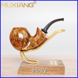 MUXIANG Handmade Blowfish Tobacco Pipe Smooth Freehand Pipe Bent Cumberland Stem