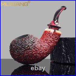 MUXIANG Handmade Briar Apple Tobacco Pipe Wood Air Chamber Carved Pipe Gradient