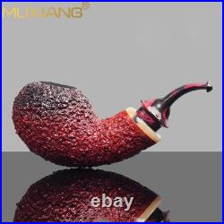 MUXIANG Handmade Briar Apple Tobacco Pipe Wood Air Chamber Carved Pipe Gradient