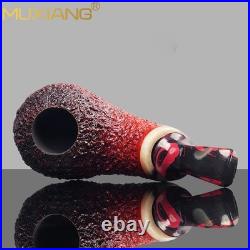MUXIANG Handmade Briar Apple Tobacco Pipe Wood Air Chamber Carved Pipe Gradient