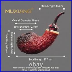 MUXIANG Handmade Briar Apple Tobacco Pipe Wood Air Chamber Carved Pipe Gradient