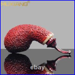 MUXIANG Handmade Briar Apple Tobacco Pipe Wood Air Chamber Carved Pipe Gradient