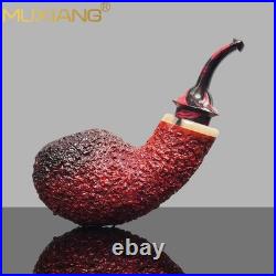 MUXIANG Handmade Briar Apple Tobacco Pipe Wood Air Chamber Carved Pipe Gradient