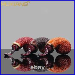 MUXIANG Handmade Briar Apple Tobacco Pipe Wood Air Chamber Carved Pipe Gradient