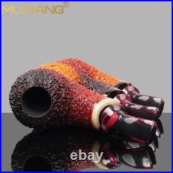 MUXIANG Handmade Briar Apple Tobacco Pipe Wood Air Chamber Carved Pipe Gradient