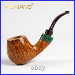 MUXIANG Handmade Briar Brandy Tobacco Pipe 8-Flame Ebonite Stem Smooth Wood Pipe