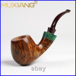 MUXIANG Handmade Briar Brandy Tobacco Pipe 8-Flame Ebonite Stem Smooth Wood Pipe